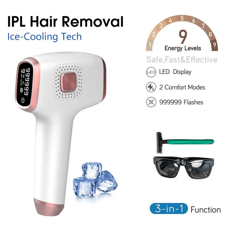 Laser Hair Removal IPL Device Dual Flashes Mode for Women Men Home Laser Quick Safe Treament